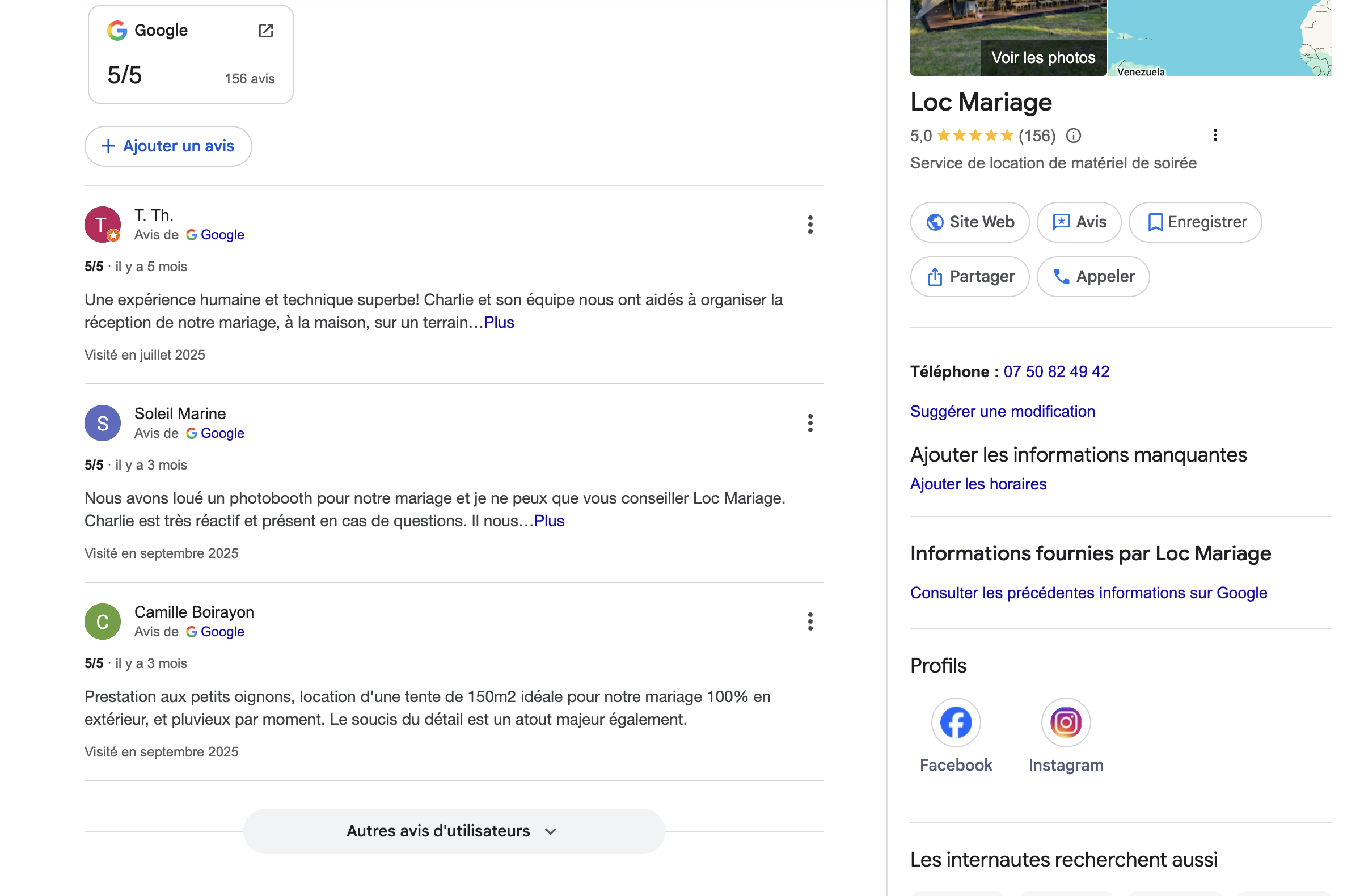 Avis google LocMariage
