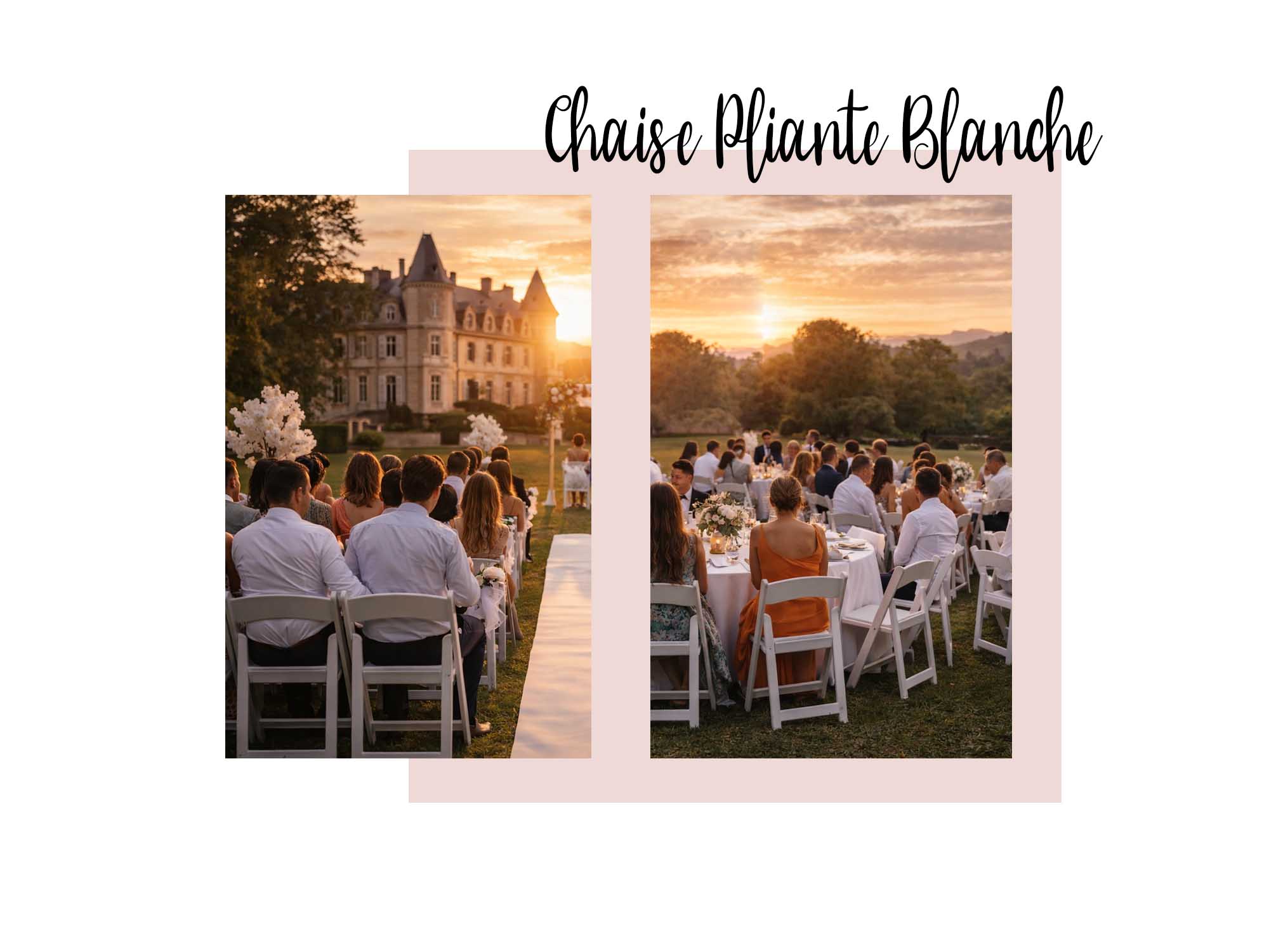 Une location de chaise pliante blanche