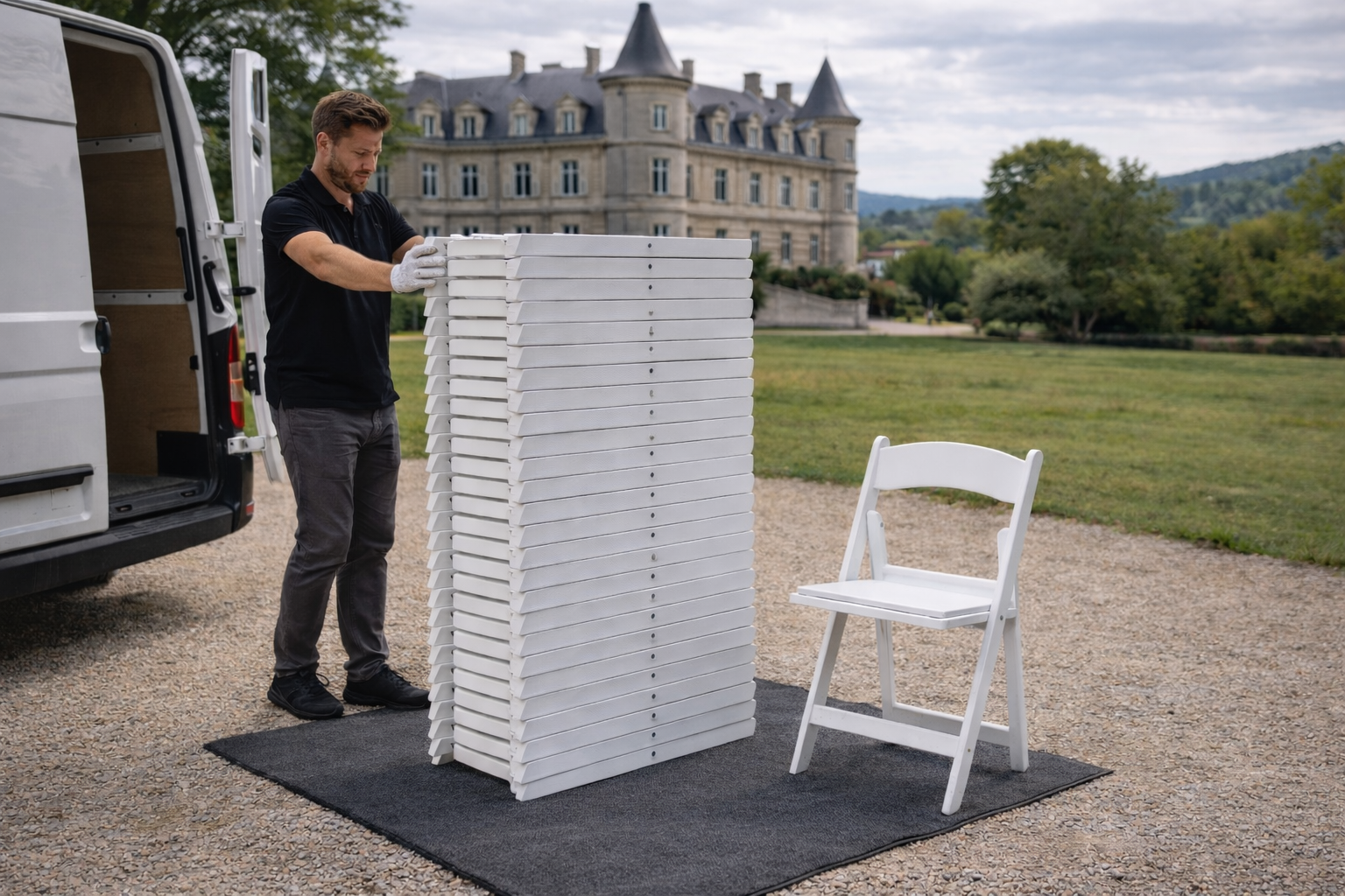 Chaise pliante lors d'une livraison