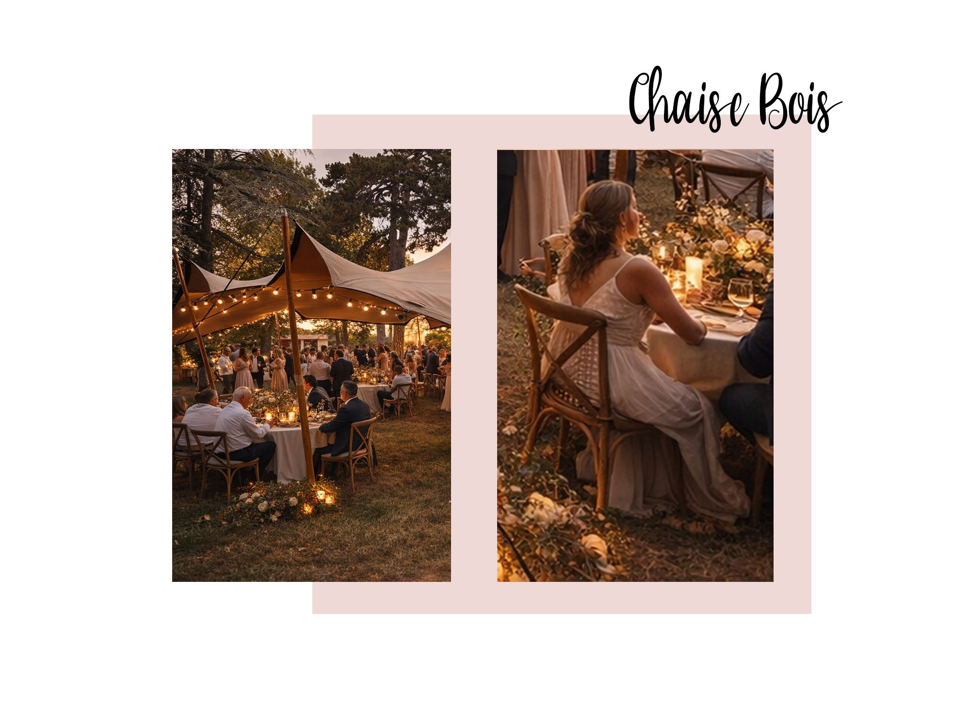 Une location de chaise bois dos croisé.