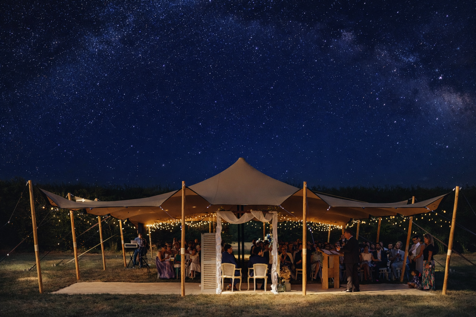 Tente Nomade RHI de nuit.