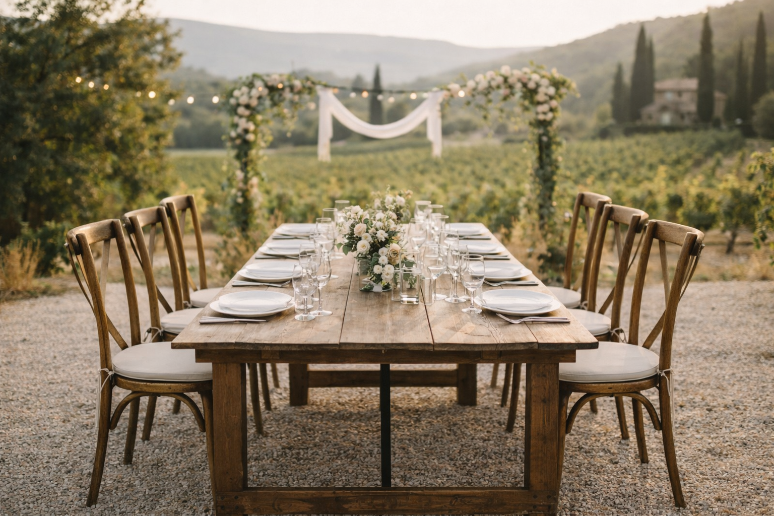 Location de table bois rectangle.