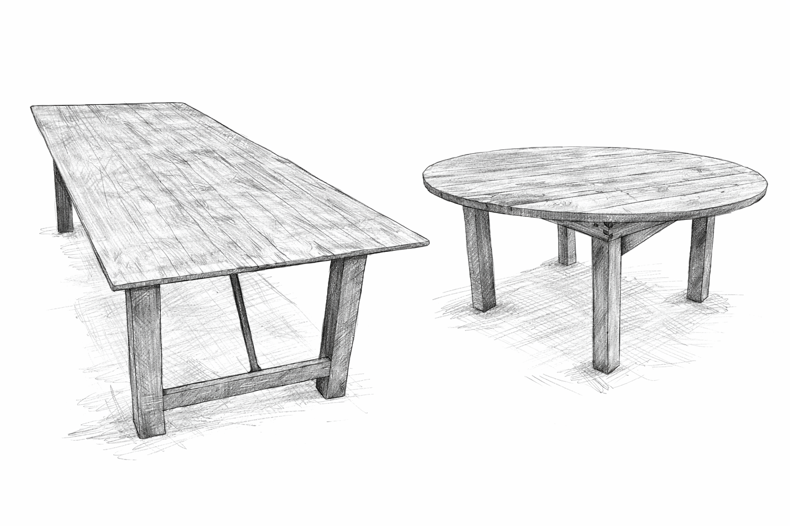 Table en bois croquis.
